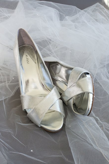 Women's Loralie Open Toe Platform Pumps 10M Silver