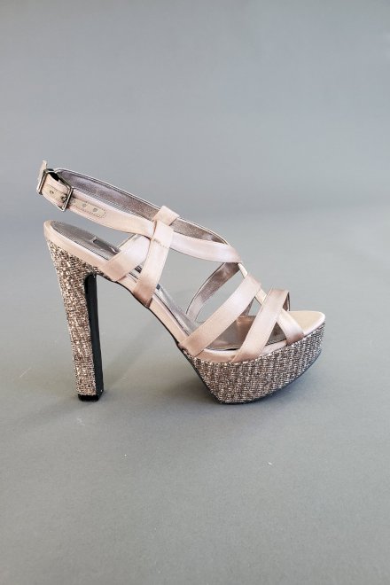 Nina Women's Latte Crystal Platform Sandals Size 7.5