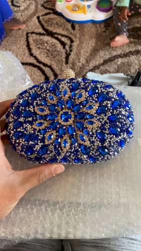 Blue Crystal Floral Clutch