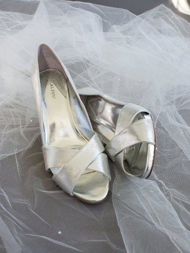 Women's Loralie Open Toe Platform Pumps 10M Silver