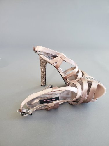 Nina Women's Latte Crystal Platform Sandals Size 7.5