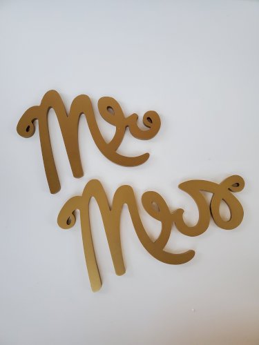 Mr. & Mrs. Gold Calligraphy Chair Signs